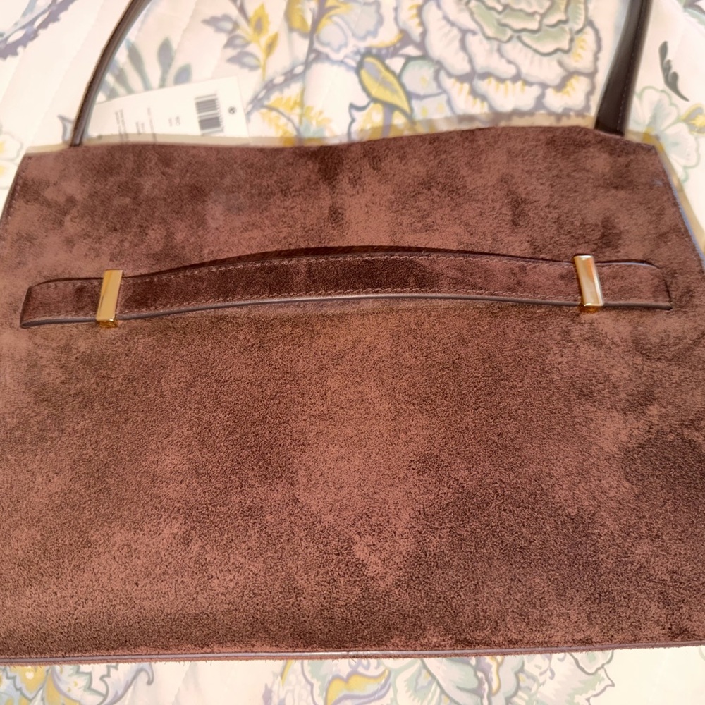 Tory Burch Suede Lee Radziwill Shoulder Bag in Dark Cocoa - Picture 11 of 16